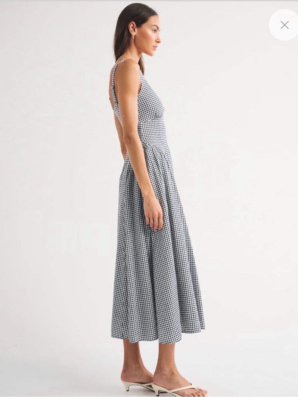 Abercrombie & Fitch Black and White Gingham Midi Dress - Picture 3 of 7